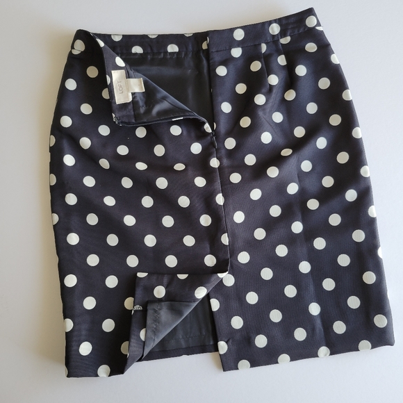 LOFT Navy polkadot skirt - Picture 4 of 7